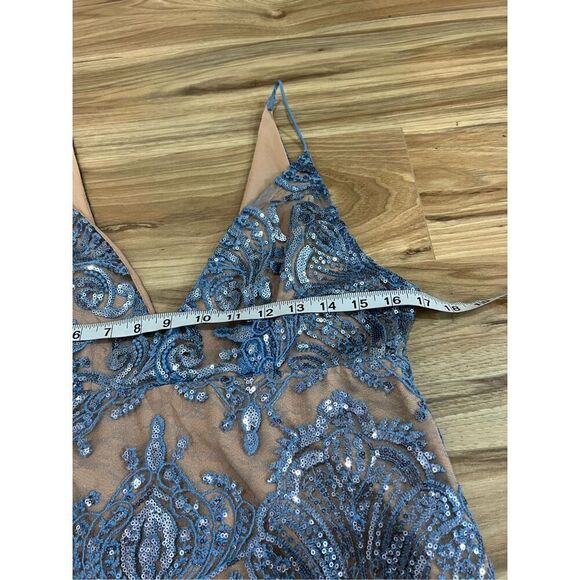 Free People Night Shimmers Mini Dress Sundown Blue Size 8 - Picture 7 of 10